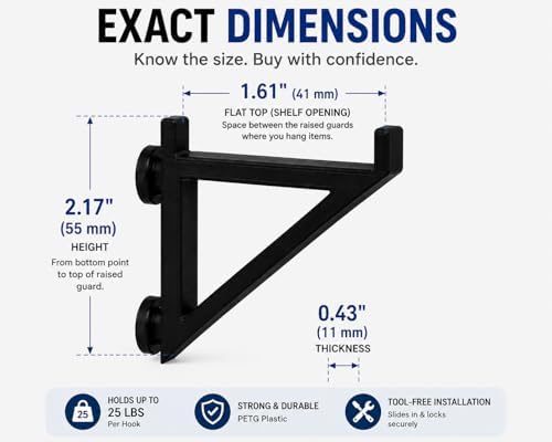 Garage Storage Utility Hooks (4-Pack) – Keyhole Shelving Hook Fits Standard Boltless Uprights – Strong Organization for Workshop & Shelves (Black) - Image 5