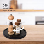 Wood Lazy Susan Turntable Kitchen Decor Round Table Tray, 9" Black - Image 4