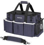 SCAVATA Wearable Caddy Bag, Cleaning Supplies Organizer With Handle & Shoulder Straps for Housekeepers, Under Sink & Car Tool Organizers With 4 Foldable Divider (NavyBlue) by Tidyyourlife