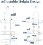 Skyapex Shower Caddy Hanging Bathroom Organizer: Over Head Adjustable Rack for Tall Showerhead - Extra Large Storage Shelf for Big Shampoo Bottles with Soap Holder (White) - Image 2