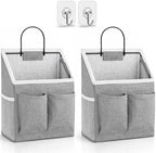 Kanrichu 2pcs Wall Hanging Storage Bag, Wall Hanging Baskets for Organizing as Over the Door Organizer, Wall File Organizer, Rv Storage and Organization. For Bedroom, Office, Camper (Gray-Upgraded) by KANRICHU
