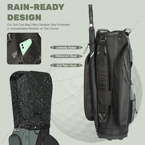 15 Way Golf Cart Bag with Organizer Top, Golf Club Cart Bag for Men - Image 4