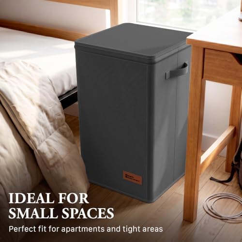 Simple Houseware Foldable Laundry Hamper Basket with Lid and Bag, Dark Gray - Image 7