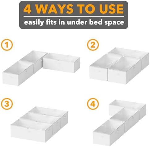 SpaceAid 3 Pack 10" High Under Bed Storage Containers, Large Underbed Storage Organizer Bins with Lids for Bedroom, Dorm, Clothes, Closet Organization, Bed Sheets and Blankets (White) - Image 6