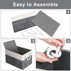 Fab totes Storage Bins 6-Pack, Foldable Storage Baskets for Organizing Toys, Books, Shelves, Closet, Large Storage Box with Rope Handles, Sturdy Organizer Bins, White & Black - Image 4