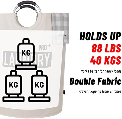Caroeas Super Large 150L Laundry Basket Pro, Waterproof Laundry Hamper, Collapsible Laundry Basket Easy Storage, Clothes Hamper Stands Up Well, Laundry Bag with Padded Handles (Beige) - Image 6