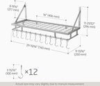 KES 30-Inch Silver Gray Pot Rack with 12 Sturdy Hooks, Wall Mounted - Image 5