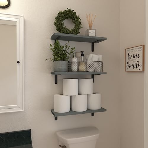 WOPITUES Floating Shelves Set of 6 for Wall Decor & Storage, Grey - Image 4