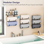 SWTYMIKI Over the Door Towel Rack - 9 Tier Towel Racks for Bathroom Wall Mounted, Towel Holder with Shelf, Hanging Rolled Towel Storage Organizer for Small Bathroom, Camper, RV, Black - Image 5