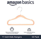 Amazon Basics Kids Space Saving Velvet Non-Slip Clothes Hangers with Shoulder Notches for Infant and Toddler, 11.6", Blush, 50-Pack - Image 2