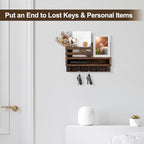 Key and Mail Holder Wall Mount, Key Hanger with Long Storage Box and 5 Hooks for Coat, Dog Leash, Home Decor Rack, House Accessories, Entry Way Organizer 11.8”W x 7.8”H x 3.2”D - Image 3