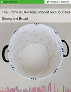 Round Laundry Basket Collapsible Storage Hamper Blue Balloon - Image 7