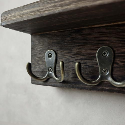eBun Narrow Wood Mail Holder 2-Pack with 12 Key Hooks - Image 5