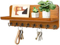 Key Holder for Wall, Mail Organizer Wall Mount with 8 Hooks Wooden Hanging Key Rack for Home Decor, Hallway, Entryway (Yellow) by Unknown