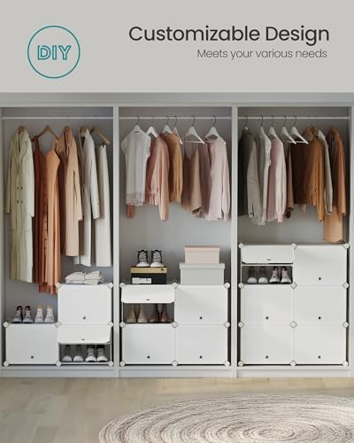 SONGMICS Shoe Rack, 8-Tier with Doors, 32-Pair Storage Cabinet | Shoe Organizer, Steel Frame, Plastic Panel, Bedroom, Entryway, Cloud White, DAMION Collection ULPC034W03 - Image 5