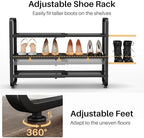 Expandable Metal Shoe Rack for Closet, Entryway & Garage, 3-Tier, Black | Adjustable Height for Boots, Stackable Design, Dense Mesh Shelves for Heels, Fits Small Spaces, Apartments and Rentals - Image 7