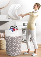 Large Laundry Basket, 115L Tall Collapsible Hamper with Handles, Khaki - Image 6
