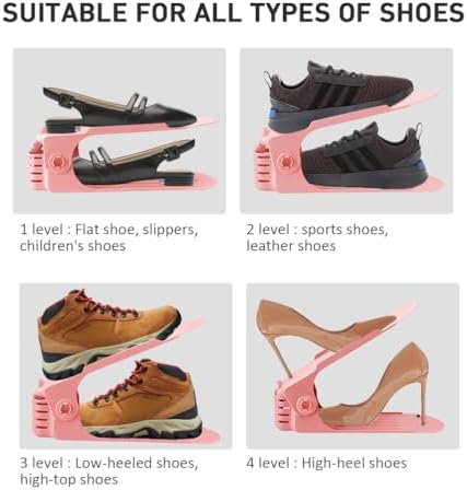 Shoe Slots Organizer 36 Pack - Shoe Organizer Space Saver 50%,Adjustable Thickening Shoe Stackers for a pair of Shoes,Shoe Storage Shoe Rack Holder for closet organization,organizador de zapatos,Pink | Adjustable shoe Organizer for Closet Storage,Thick... - Image 4