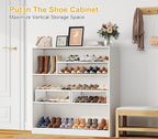 Cidaziya 2 Pack Expandable 1 Tier Shoe Rack for Shoe Cabinet, 1 Tier Stackable White Shoe Shelf Organizer for Closet, Sturdy Metal and Wood Structure, Hold 12-16 Pairs of Shoes - Image 3