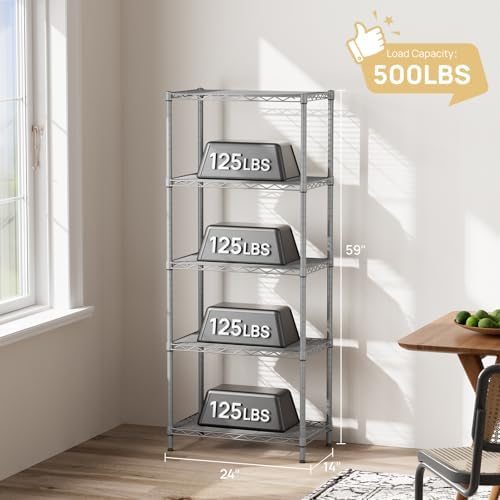 SINGAYE 5 Metal Shelves Wire Shelving Storage Shelf Adjustable Unit Pantry - Image 4