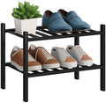 BMOSU 2-Tier Bamboo Small Shoe Rack Premium Stackable Shoe Shelf Storage Organizer for Hallway Closet Living Room Entryway Organizer (Black Bamboo) by BMOSU
