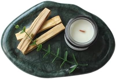 Natural Marble Trinket Tray – 9"x6" Cloud Shaped Decorative Dish for Jewelry, Keys, Perfume, Cosmetics, Vanity, Bathroom, Candle, Kitchen & Countertop | Stone Catchall or Gift (Indian Green) by EARTHLYROOTS