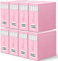 WOWBOX Sheet Organizers and Storage,Closet Bed Sheet Organizer Under Bed Storage and Organization with Label Cards & Clear Window for Bedding Sheets,Duvet Covers,Blankets (8 Pack，Pink) by WOWBOX