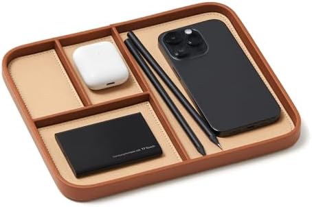 Nordik Leather Valet Tray - Medium EDC Tray - Sand Brown 9.5 x 7.9 in by NordikByDesign
