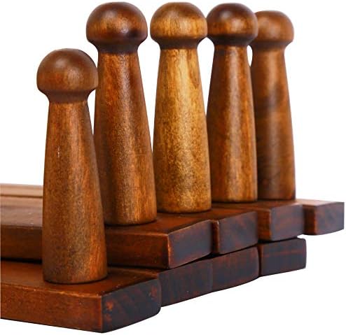 WEBI Accordion Wall Hanger,Expandable Wooden Hat Rack for Wall Mounted Coat Rack,Accordion Hat Hooks Holder for Baseball Caps,17 Peg,Walnut Color - Image 6