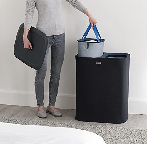 Joseph Joseph Tota 90 liter/23.8 gallon Laundry Hamper Separation Basket with lid, 2 Removable Washing Bags with Handles - Dark Blue - Image 6