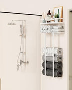 Aetyord Towel Racks for Bathroom 31inch Wall Mounted Towel Rack,Floating Shelf with Wood Plank,Towel Storage for Bathroom Can Holds 6 Large Rolled Towels,All White - Image 5