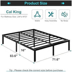Maenizi California King Bed Frames, 16 Inch Heavy Duty Metal Platform - Image 2