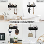 Lwenki Key Holder for Wall – Decorative Stainless Steel Key Hanger with 6 Hooks for Hats, Bags, Leashes – Mail Holder Key Rack with Mounting Hardware and Guide (9.65” x 2.8” x 2.2”) (Black) - Image 6
