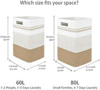 Rectangular Cotton Rope Laundry Hamper 80L Foldable Basket - Image 7