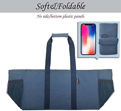 Finnhomy 42L Extra Large Utility Tote Bag, Oxford Fabric Reusable Folding Grocery Bags with Handles and Pockets, 2 Pack - Image 6