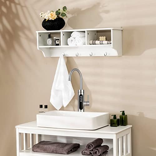 GIANTEX Coat Rack with Hooks Wall Mount, Wall Cubby Organizer with 4 Hooks - Image 2