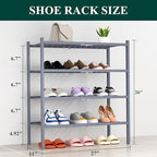 Smiry Bamboo Shoe Rack, 14 Vertical Slats, 4 Tier - 26.8" Wide, Grey - Image 2