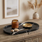 YKAJO Nero Marquina Oval Marble Tray, 11.8x5.9 Vanity Perfume Organizer - Image 5