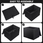 Bagnizer Large 42 Quarts Fabric Storage Bins with Lids [2-Pack] Linen Collapsible Foldable Storage Cubes, Closet Organizer Containers boxes with Handles for Home Office (16.7 x 12 x 12, Black) - Image 5