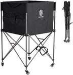 EVER ADVANCED Rolling Ball Storage Cart Lockable Wheels, 33x22.8in/45x25in Collapsible Garage Sports Equipment Organizer for Volleyball Basketball Tennis Toy Storage Multi-Sport Family Gym by EVERADVANCED
