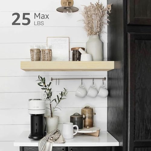 QEEIG Bathroom Floating Shelves for Wall - 15.7" Wall Mounted Shelf Over Toilet Farmhouse Home Decor Display Bookshelf Small 15.7 x 6.7 inch Set of 2, Natural (008-40N) - Image 4