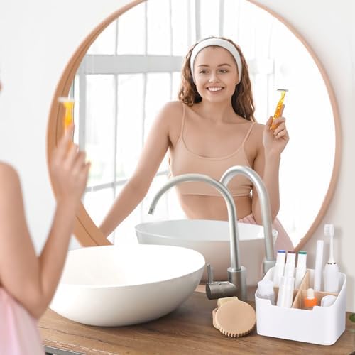 Ayswupt Toothbrush Holders for Bathrooms,Electric Toothbrush and Toothpaste Holder with Divider for Bathroom Countertop Organizer,Toothbrush Caddy for Kids Family Counter Vanity Storage White - Image 6