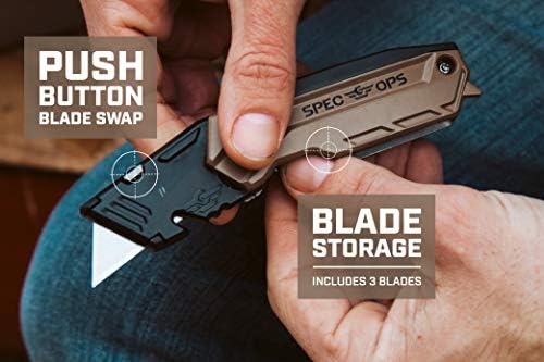 Spec Ops Tools Utility Knife for Cutting Drywall, Roofing & Jobsite Materials, Includes 10 Blades in Handle Storage, Fixed Blade, Folding, 2 Pack - Image 4