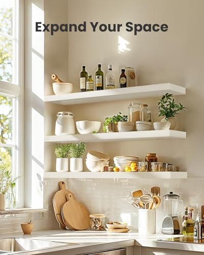 Amada 23.6" Floating Shelves for Wall Decor & Storage, Set of 3, White - Image 4