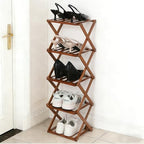 Bamboo Shoe Rack 5/6 Tier Foldable Shoe Rack for Entryway by Fengzhizhu