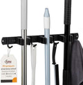 Stainless Steel Broom Holder Wall Mount, 3 Racks & 4 Hooks by MOPNEST