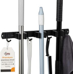 Stainless Steel Broom Holder Wall Mount, 3 Racks & 4 Hooks by MOPNEST