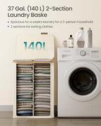 SONGMICS Laundry Hamper with Lid, 140L Laundry Basket, Bamboo Frame - Image 4