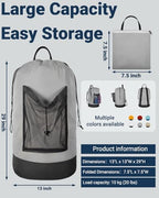 Laundry Bag with Shoulder Straps and Mesh Pocket Laundry Backpack Large Portable Laundry Hamper for College Laundromat Apartment - Image 2