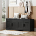 Homleke Shoe Storage Bench, 4 Doors & Thickened Padded Seat Cushion by Homleke